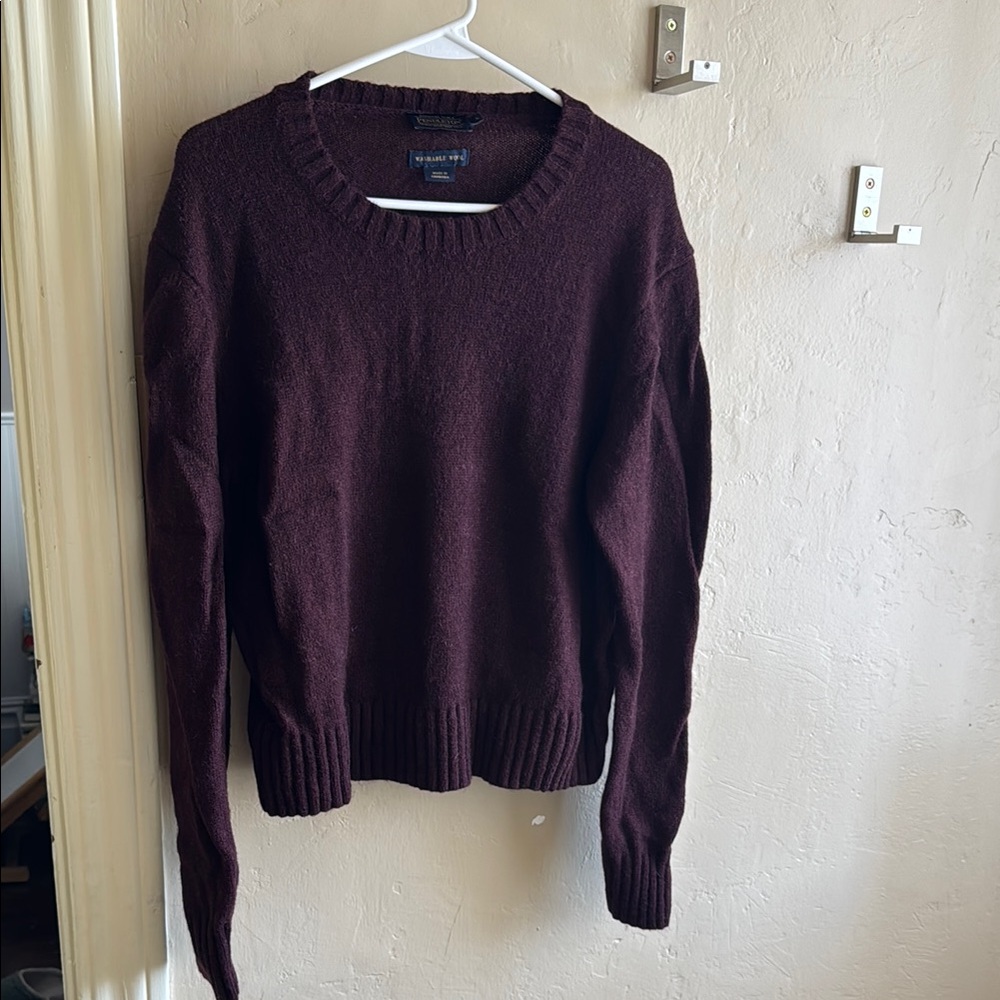 Pendleton Eggplant Purple/Brown 100% Wool Crew Neck Sweater